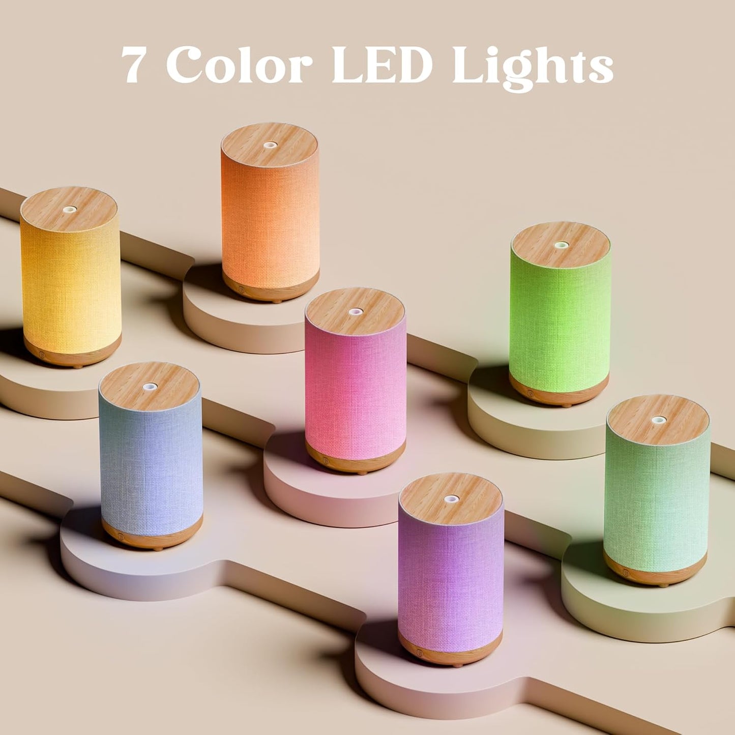 Essential Oil Diffuser with Fabric Cover, Small Portable Aroma Diffuser for Home 120ml, Ultrasonic Aromatherapy Oil Diffuser with 7 Colors LED, Auto Shut-Off Function, Mini Humidifier for Bedroom