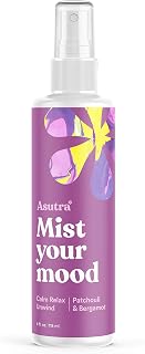 ASUTRA Multi-Use Essential Oil Aromatherapy Spray (Patchouli & Bergamot), 4 fl oz – Mist for Face, Body, Rooms & Linens – Car, Fabric, and Bathroom Freshener