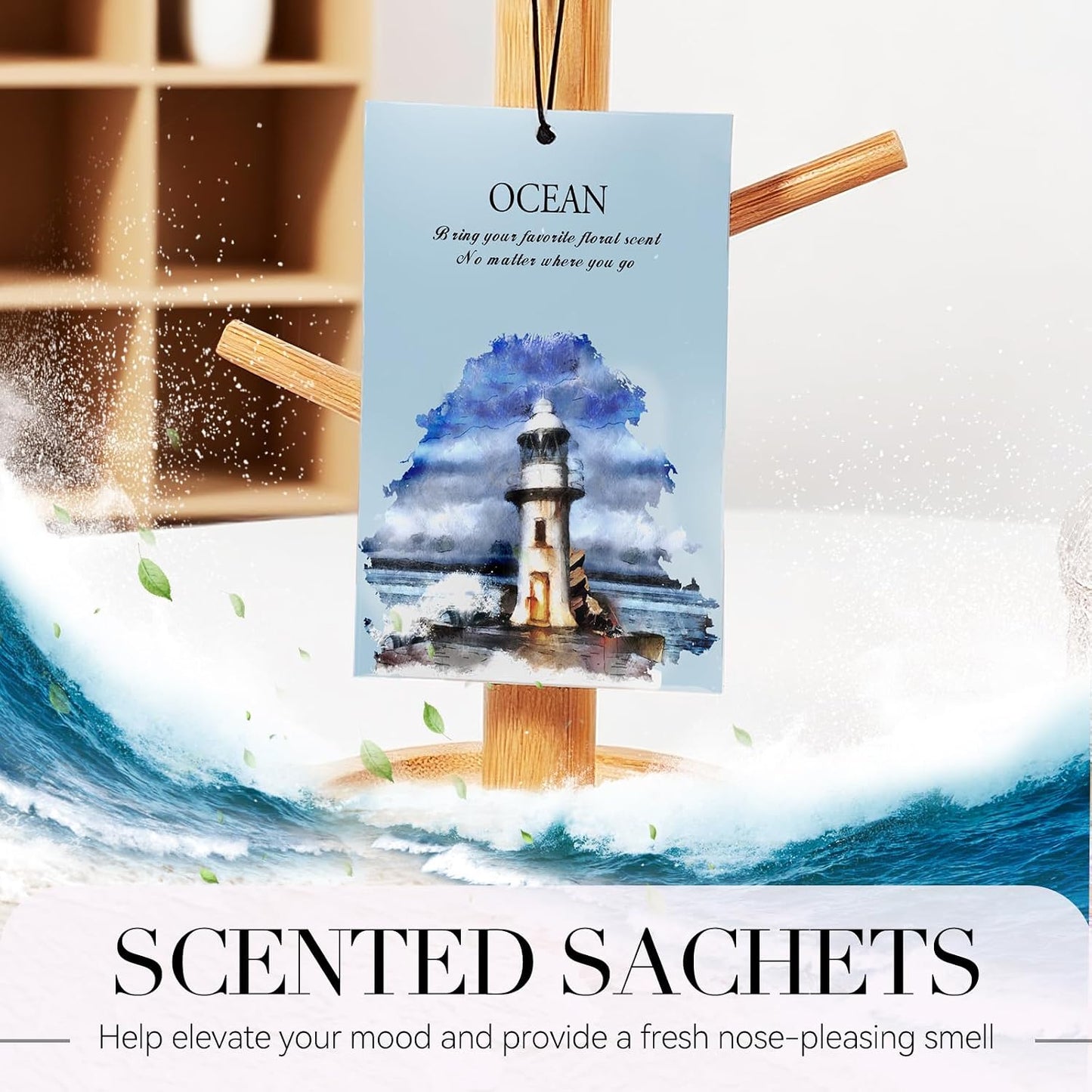 Ocean Scented Sachet Bags - 12 Pack Drawer & Closet Freshener, Long Lasting Odor Eliminator for Wardrobes, Cars & Storage, Home Fragrance Air Freshener Sachets
