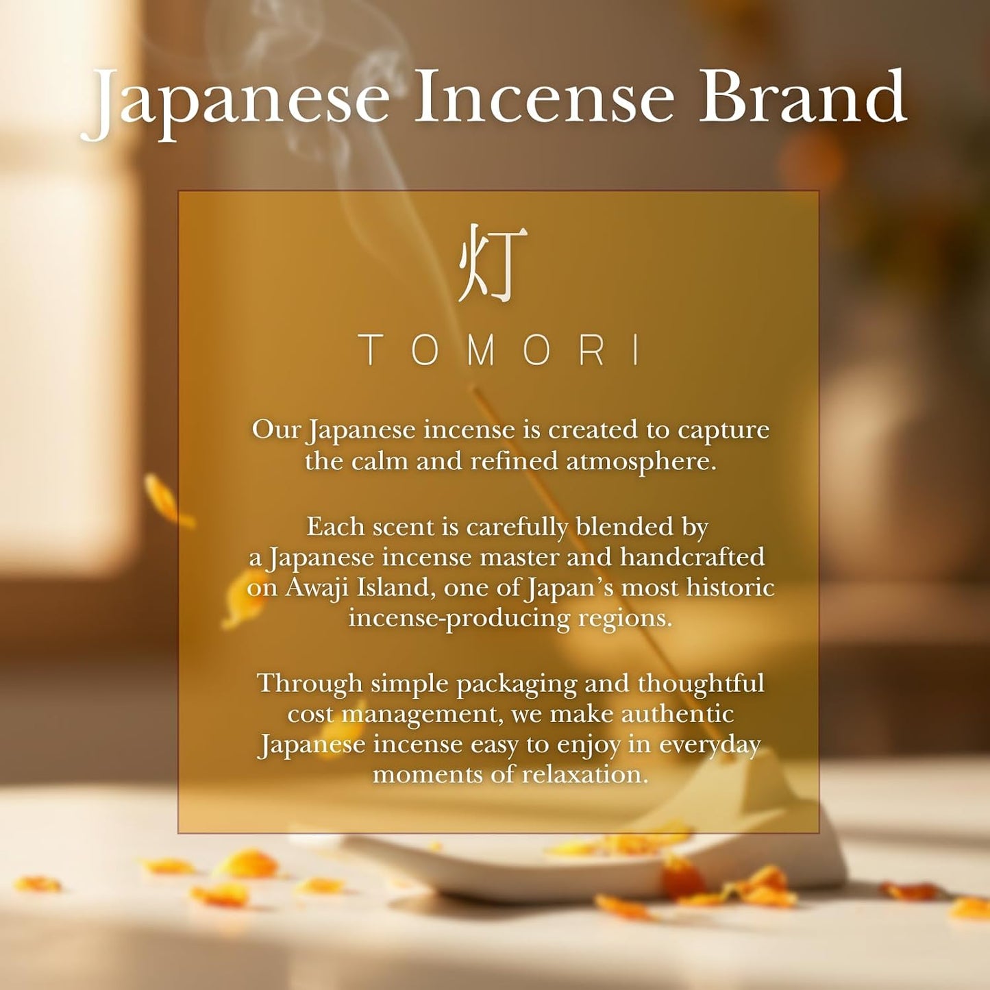 Osmanthus Premium Japanese Incense Sticks 60sticks Coreless Low Smoke Natural Charcoal Free Non Toxic Aromatherapy Meditation Calming Stress Relief Relaxation Yoga TOMORI