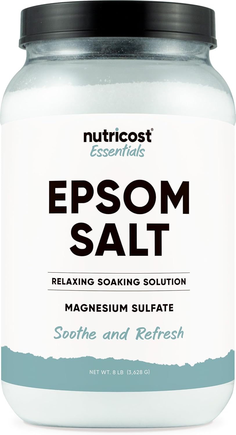 Nutricost Essentials Pure Epsom Salt 8 LBS (100% Pure Magnesium Sulfate) - Relaxing Soaking Solution
