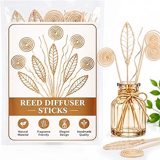 Reed Diffuser Sticks - 20PCS Rattan Reed Diffuser Sticks Natural Rattan Wood Essential Oil Diffuser Sticks, Keep Fragrance Scent for Home, Living Room, Bathroom, Bedroom, Office, Decor