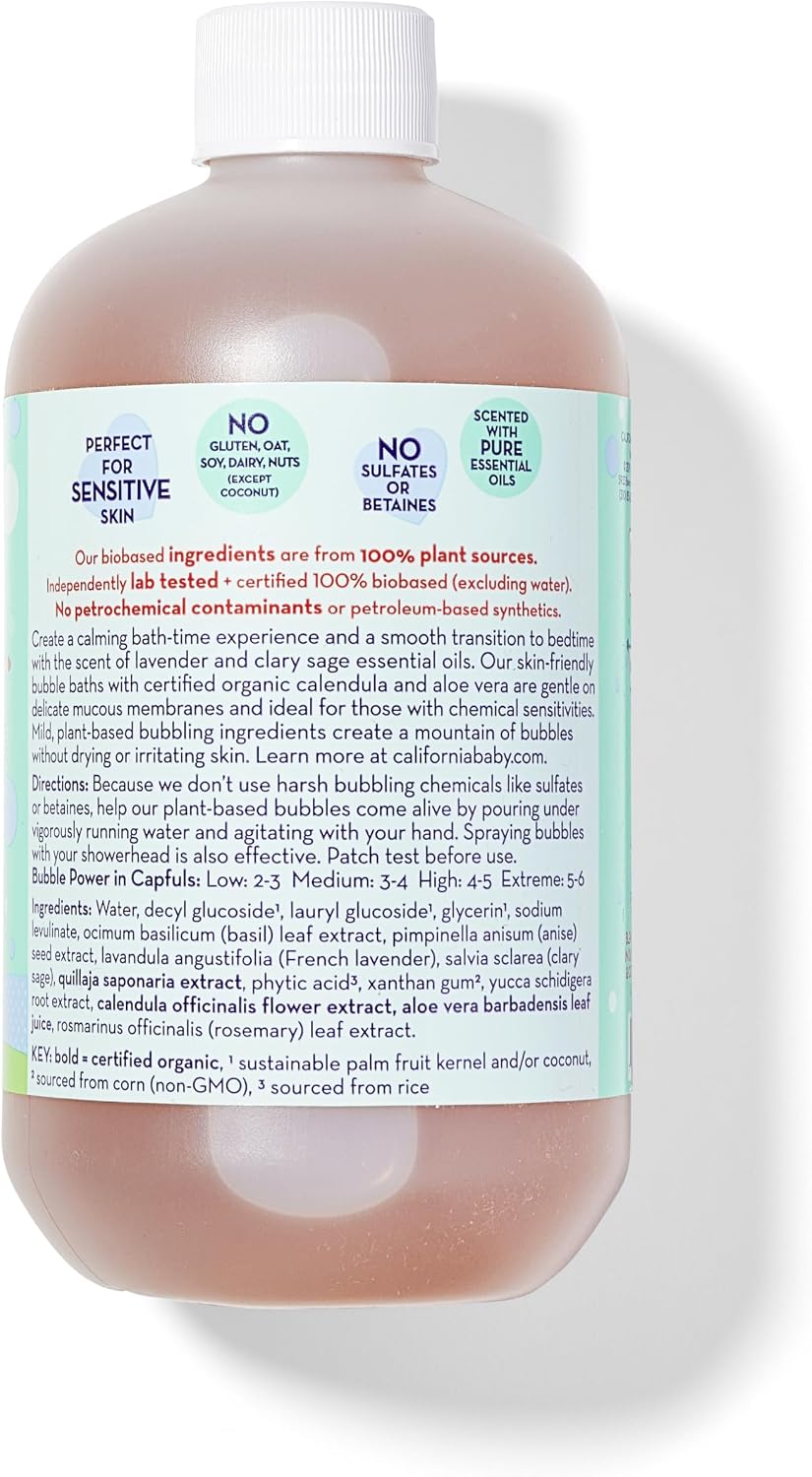 California Baby Calming Lavender Bubble Bath + Baby Wash | 100% Plant-Based | 2-in-1 Kids Bubble Bath + Baby Body Wash | Hypoallergenic | 562mL / 19oz