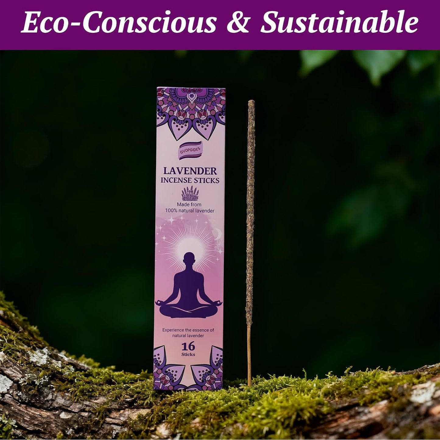 Lavender Incense Sticks Natural - 16 Sticks Handcrafted Lavender Sticks for Relaxation, Meditation, Yoga, Spiritual Purification & Home Ambiance | inciensos aromaticos para la casa