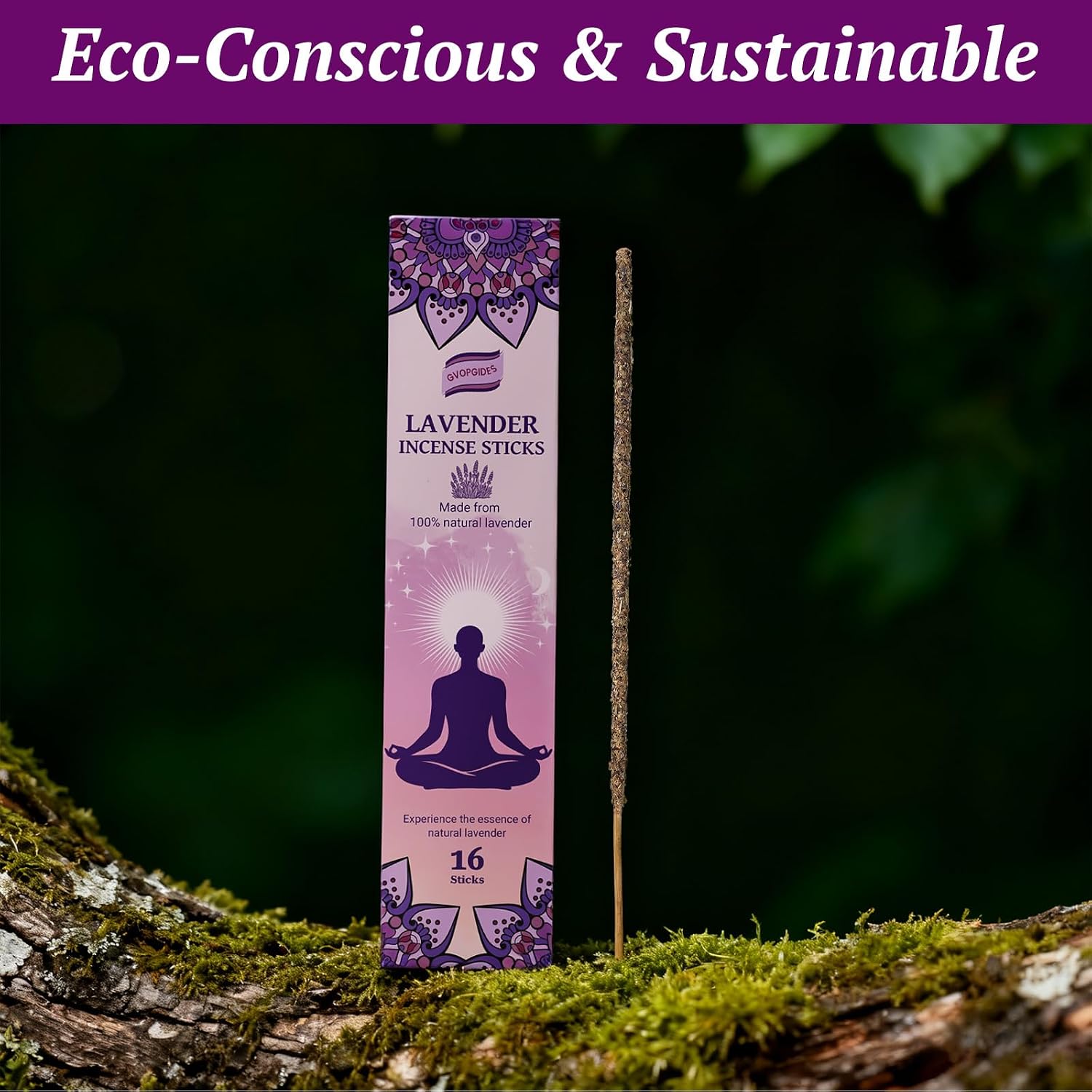 Lavender Incense Sticks Natural - 16 Sticks Handcrafted Lavender Sticks for Relaxation, Meditation, Yoga, Spiritual Purification & Home Ambiance | inciensos aromaticos para la casa