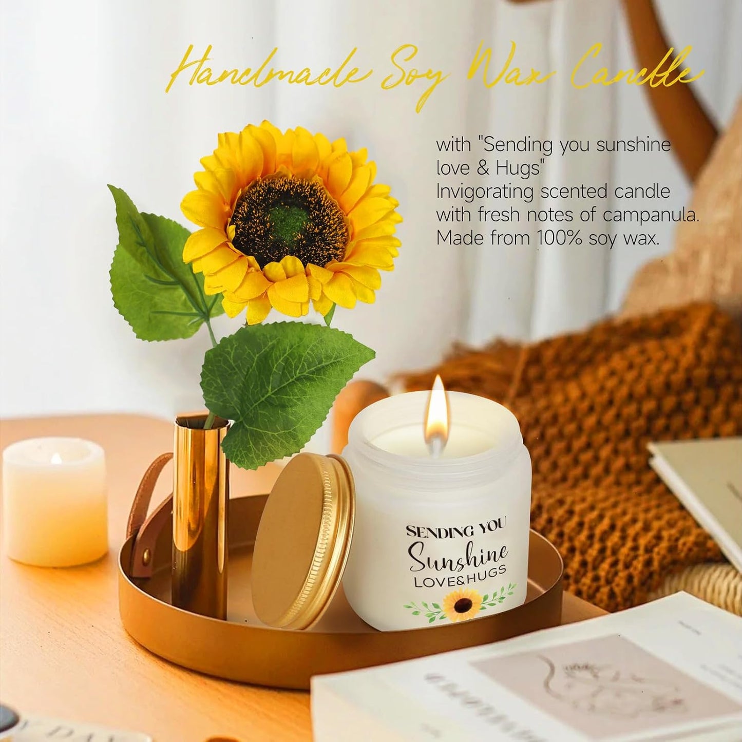 Birthday Gifts for Women, Get Well Soon Gifts Sending Sunshine Sunflower Gift Baskets, Self Care for Women Her Best Friends Bestie Sister Mom Female, Inspirational Gift Christmas Day