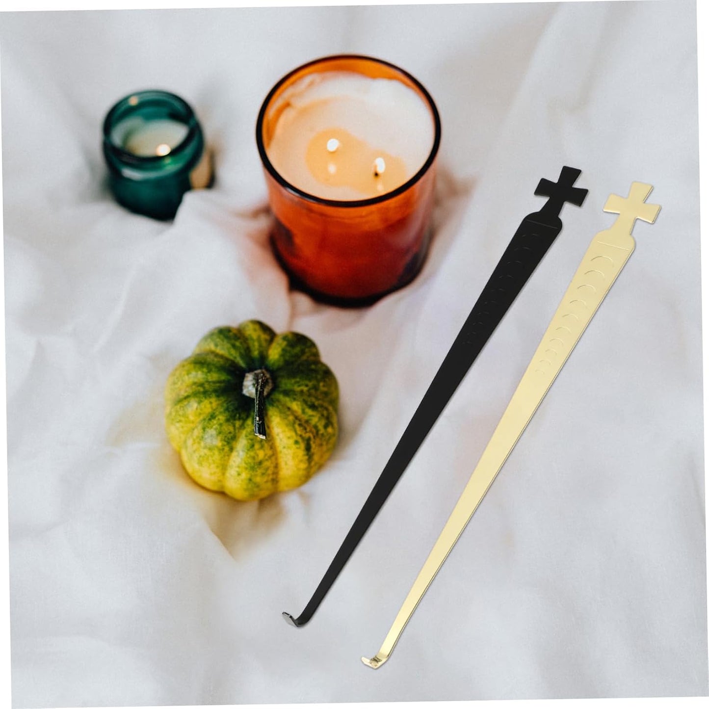 Cabilock Set of 2 Candle Wick Trimming Hooks Aroma Candle Extinguisher Tool Metal Wick Dippers for Easy Extinguishing