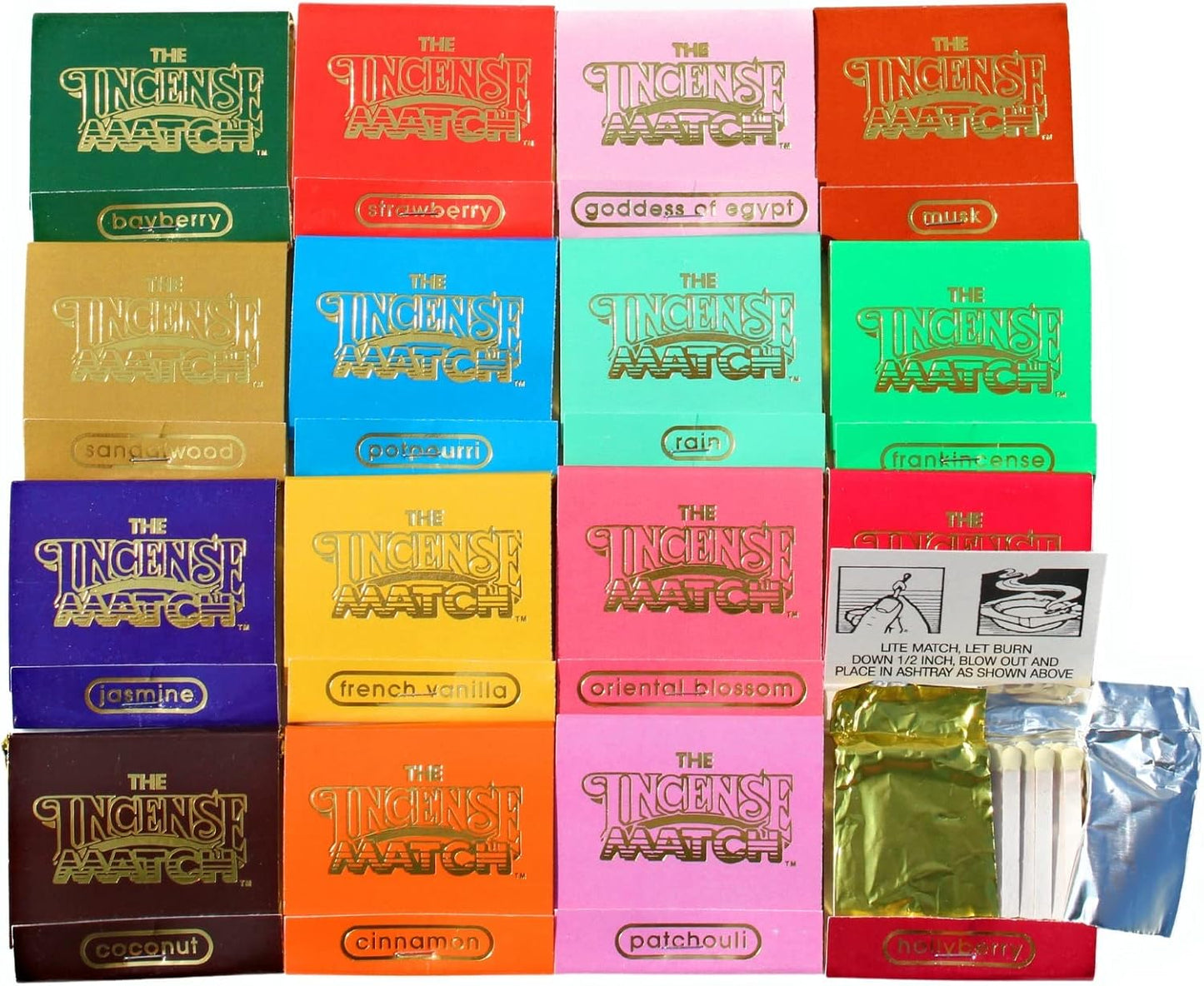 16 Pack Incense Matches: Variety Pack - Scented Bathroom Matches - Eliminates Bathroom Odors - Pleasant Incense - 30 Strikes per Matchbook, 480 Strikes per Purchase -Stocking Stuffer- Unique Gift