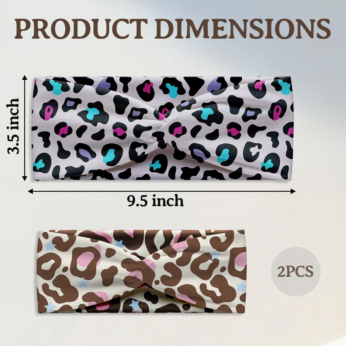 IAXIC Women Headbands Leopard Wide 2 Pack, Non-Slip Elastic Hair Accessories for Makeup Spa Skincare