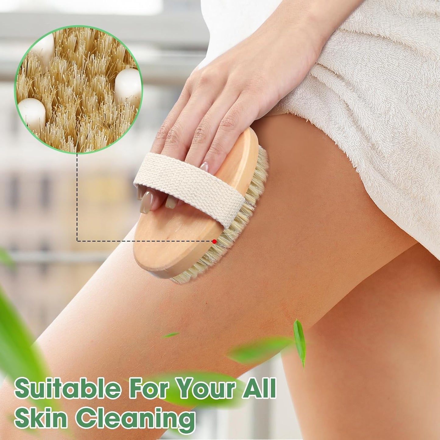 Gejoy 40 Pcs Dry Brushing Body Brush for Lymphatic Drainage Exfoliating Brush with Massage Nodule Dry Skin Body Scrubber Cellulite Shower Circulation Dead Exfoliator (Massage Version,Wood Color)