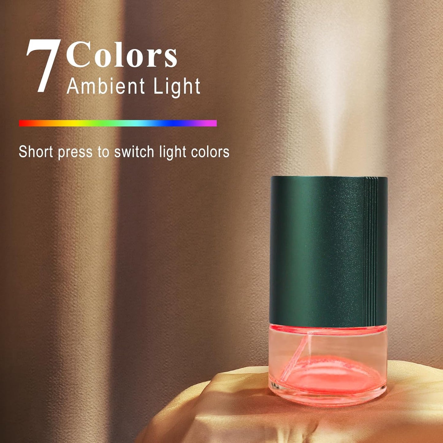 Christmas Essential Oil Diffuser, Waterless Scent Diffusers for Home Large Room, Rechargeable Atomizing Humidifier with 7-Color Night Light, Ultrasonic Air Freshener Machine (Green)