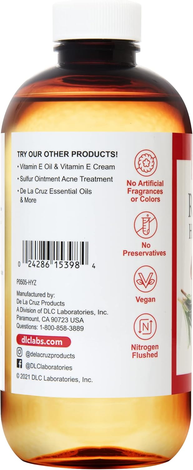 De La Cruz Rosemary Oil Blend Moisturizer with Castor, Avocado and Olive Oil - Topical Use Only 8 FL. OZ. (236 mL)