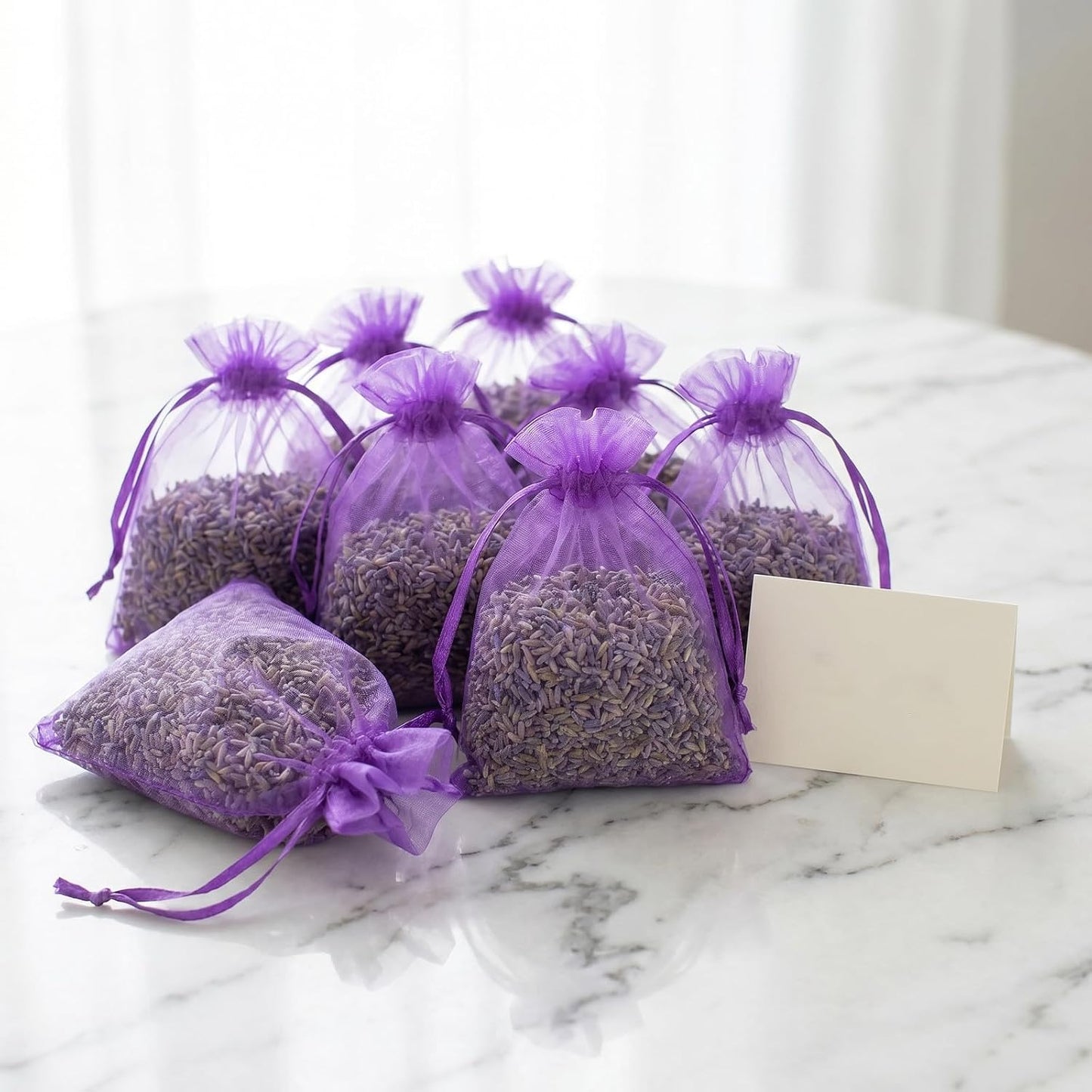 Beaupretty 20pcs Lavender Scented Sachet Bags for Drawers and Bedrooms, Reusable Purple Organza Drawstring Pouches with Easy Open and Refill, Elegant Home Fragrance Cedar and Lavender Sachets