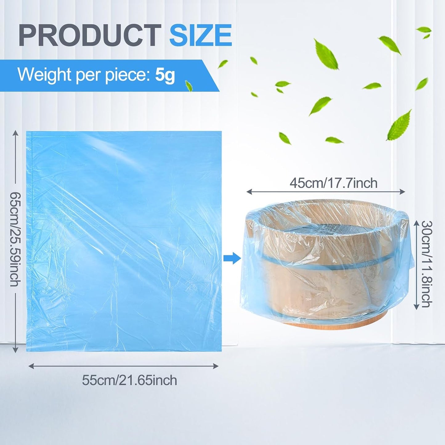 AmazingSpark 50 Pcs Blue Disposable Foot Bath Liners Heavy Duty Thickening Plastic Portable Foot Tub Liner Large Pedicure Spa Bags for Hotel Home Use 25.6 x 21.6 Inches