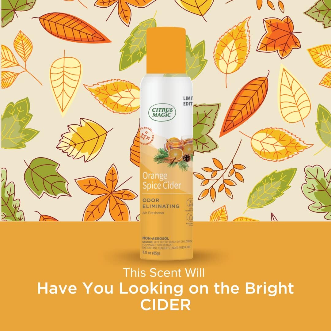 Citrus Magic Limited Edition Natural Odor Eliminating Air Freshener Spray, Orange Spice Cider, 3-Ounce, Pack of 3