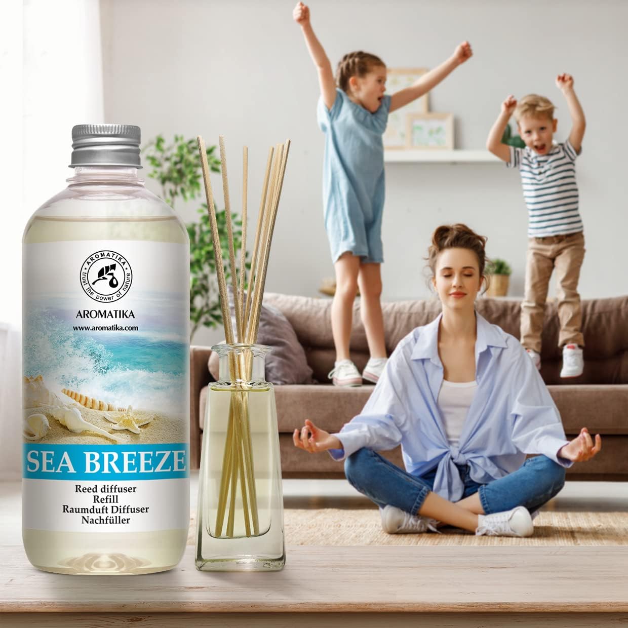 Reed Diffuser Refill Sea Breeze 17 Fl Oz - Room Diffuser Refill - Home Fragrance - Fresh Fragrance - Sea Breeze Diffuser - Scented Diffuser with Fresh Scent - Room Freshener - Long Lasting Fragrance