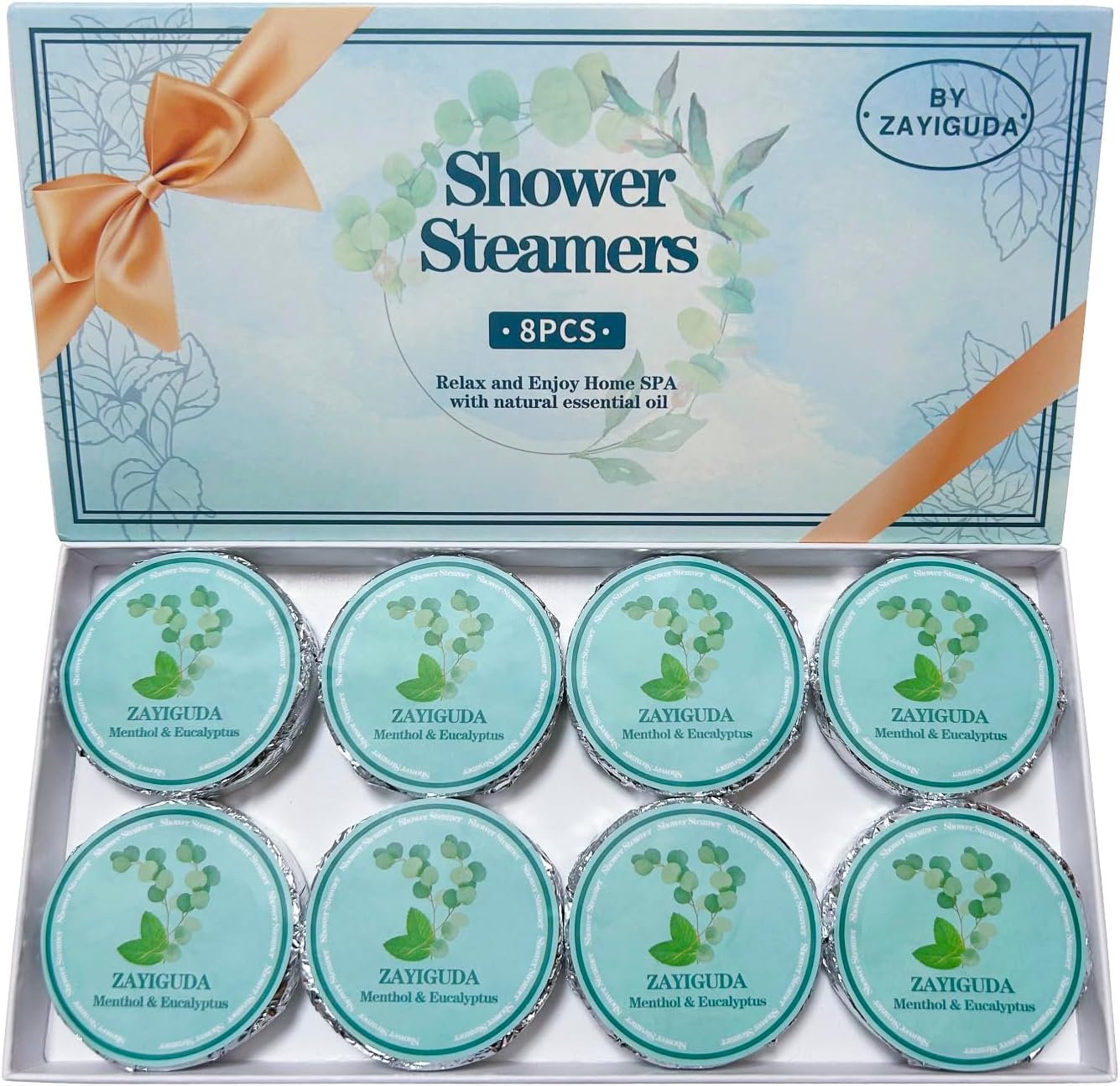 Shower Steamers Aromatherapy 8 Pack, Menthol & Eucalyptus Shower Bombs with Natural Essential Oils, Quick Relief Nasal Congestion, Relaxation & Self Care Gifts for Women & Men
