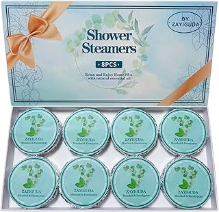Shower Steamers Aromatherapy 8 Pack, Menthol & Eucalyptus Shower Bombs with Natural Essential Oils, Quick Relief Nasal Congestion, Relaxation & Self Care Gifts for Women & Men