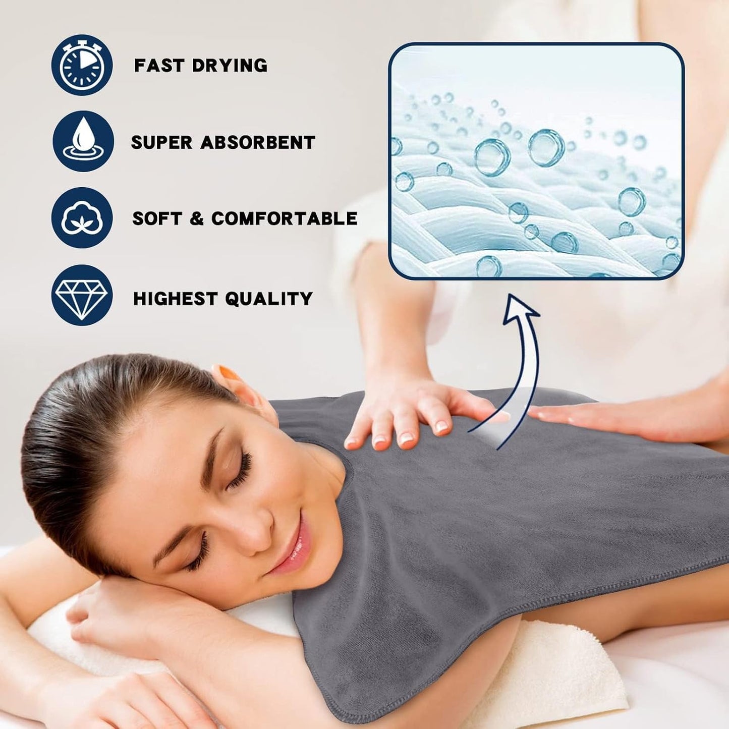 SINLAND Microfiber Esthetician Towels for Facials Mask Removing Face Wrap Soft Facial Cloth with Split Design Spa Towels for Facial Steam Massage and Cleansing 20x15.7inch