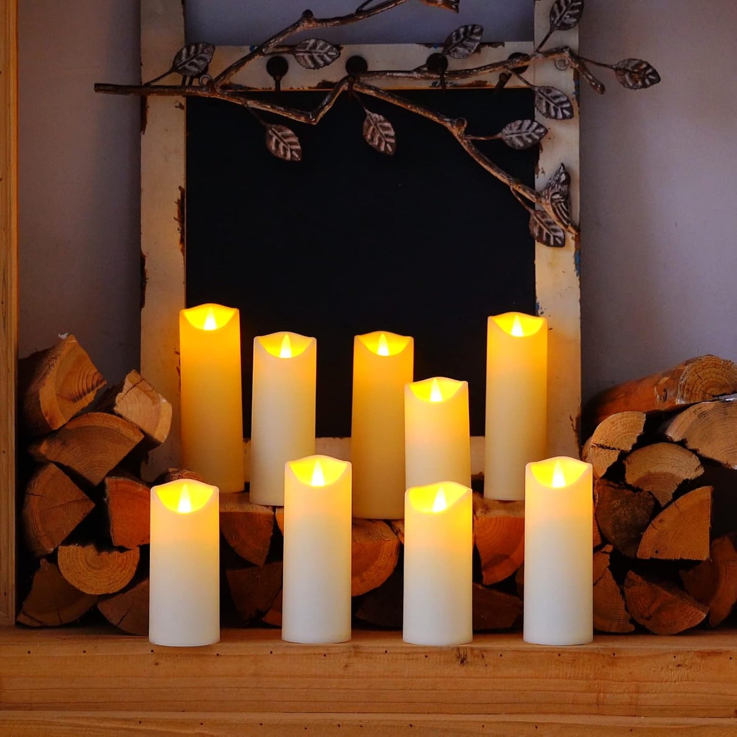 Homemory Flameless Candles, LED Battery Operated with Remote Timers, Electric Fake, Made of Frosted Plastic, Won't Melt, Ivory, Set of 9