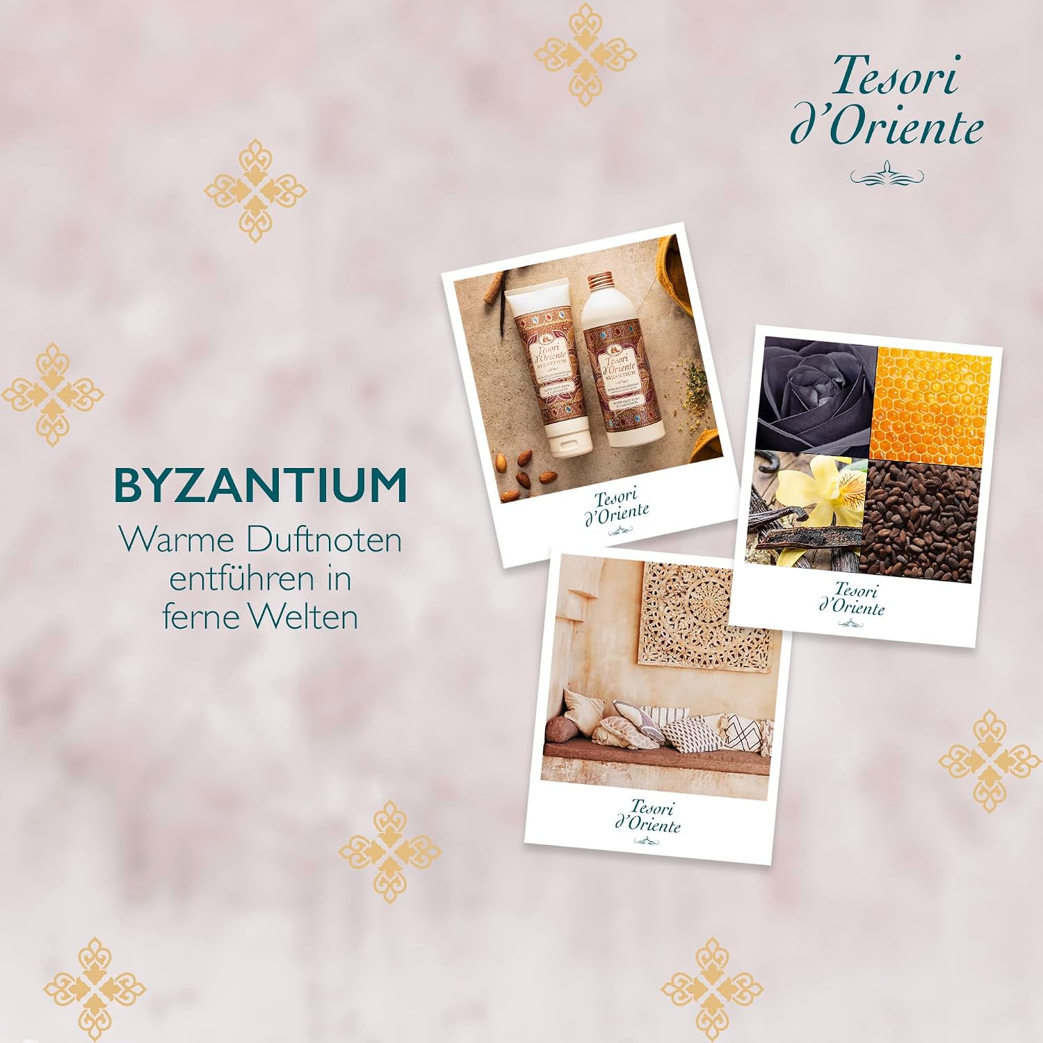 Tesori d'Oriente: "Byzantium" Aromatic Bath Cream, with Black Rose and Labdanum * 16.9 Fluid Ounces (500ml) Bottle * [ Italian Import ]