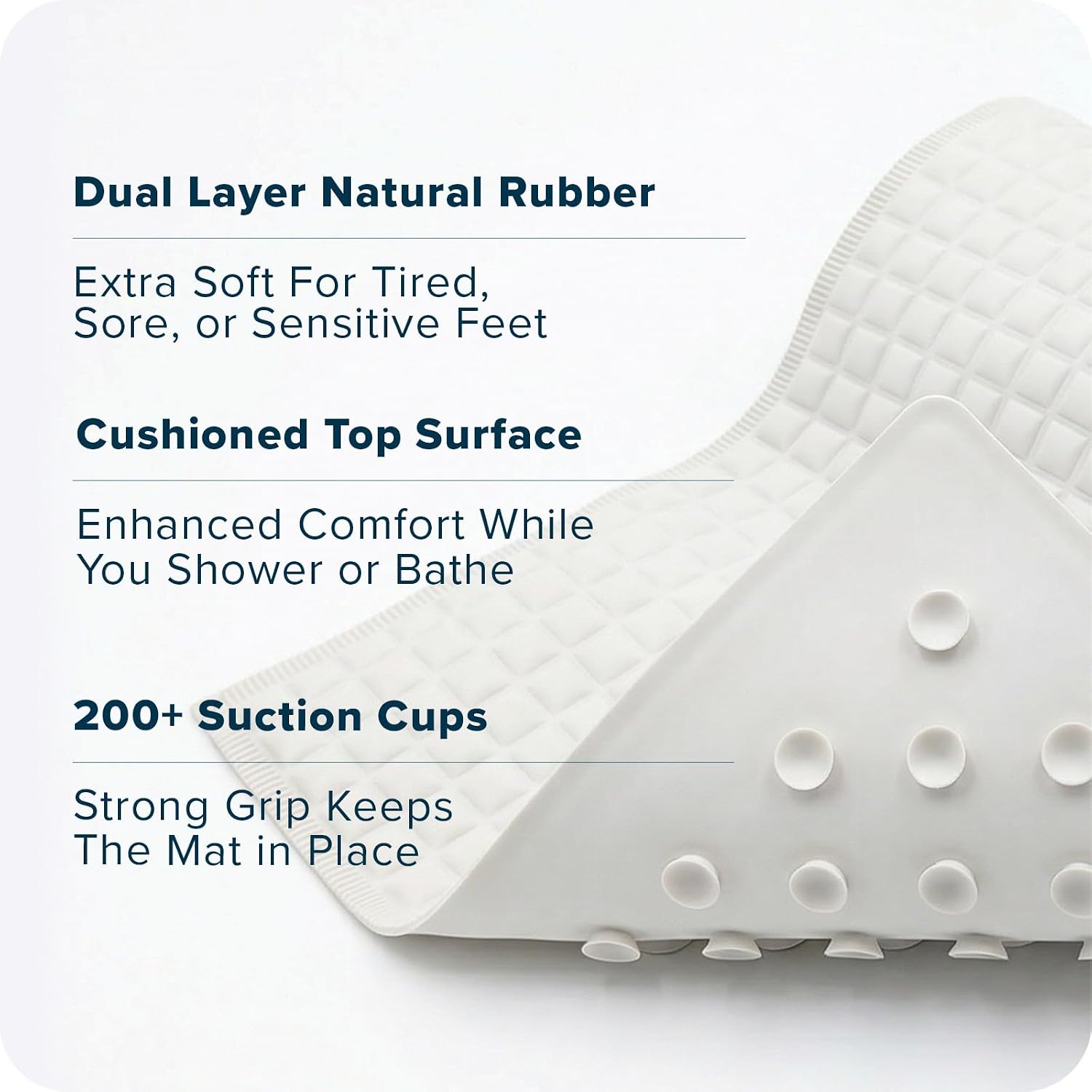 SlipX Solutions Pillow Top Cushioned Bath Mat, Non Slip Comfort Underfoot, 700 Air-Filled Pillows, Soft Shower Mat, Strong Suction Cups, Cream, 27" x 15.5"