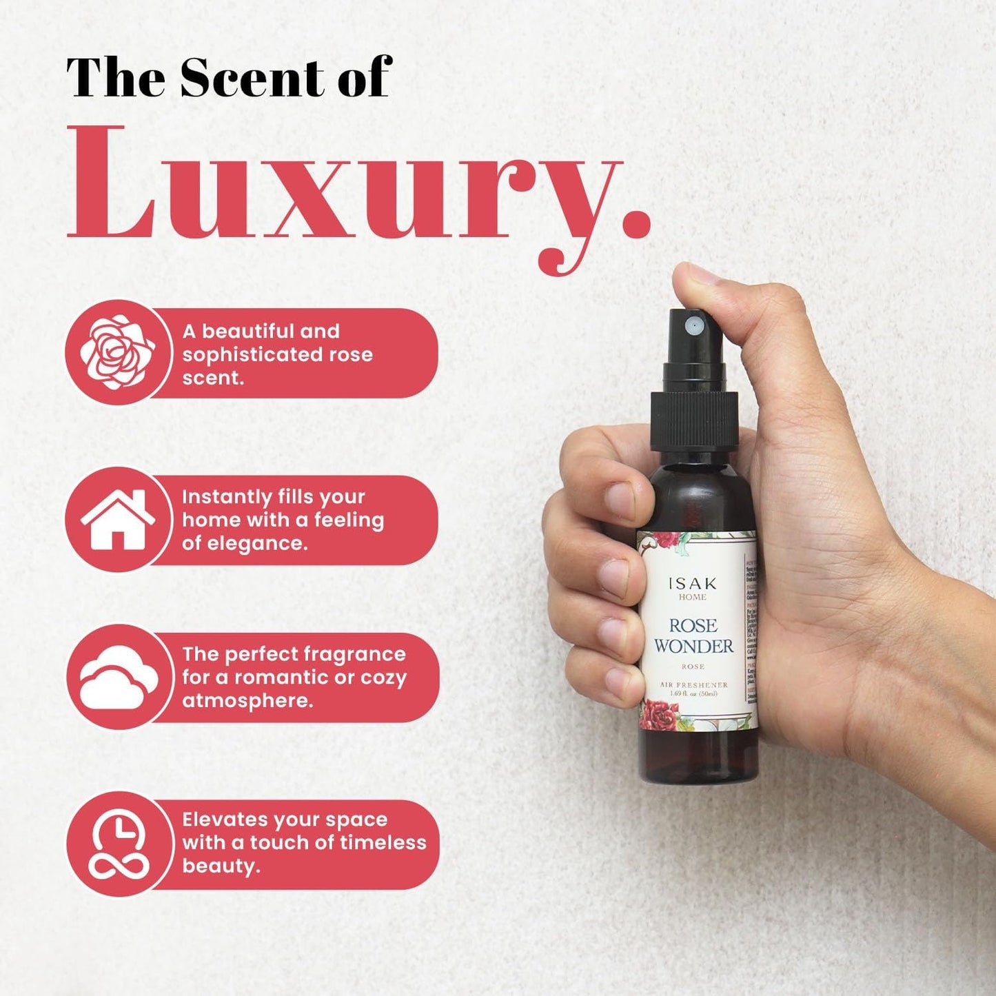 ISAK Rose Wonder Air Freshener Room Spray for Home Spray for Good Smell, Enhance Mood, Scented Air Freshener used on Curtains, Cushions, Fabric Wall - 50 ml