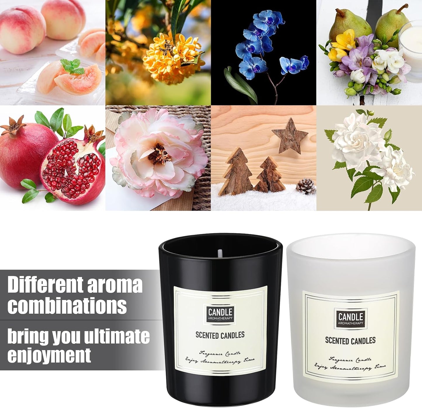 Threlaco 72 Pcs Scented Candles Bulk Home Aromatherapy Candle Gift for Women 8 Fragrance Long Lasting Soy Wax Jar Candles for Mother's Day Thanksgiving Christmas Coworker Employee (Fresh, Black White)