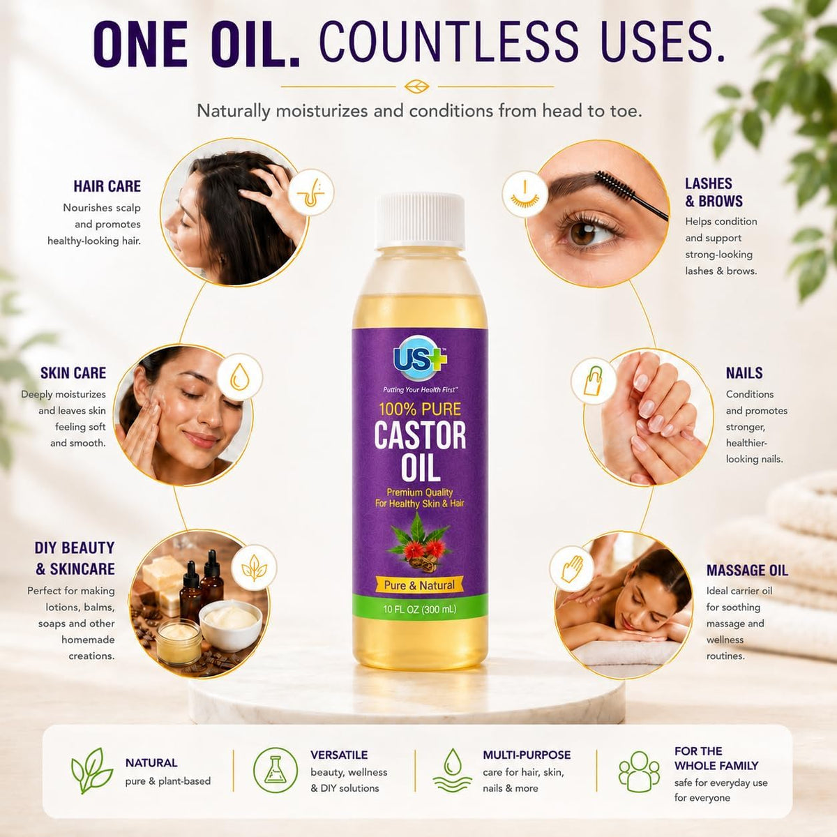 US+ Cold Pressed Castor Oil