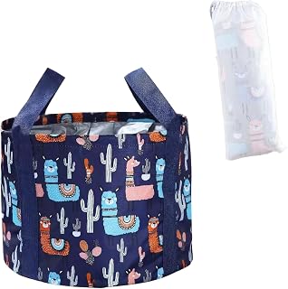 15L 10.6×7.1in Oxford Fabric Collapsible Foot Soaking Tub, Navy Blue Foldable Foot Bath Basin with Handles, Multi-Function Foot Spa Bucket for Home, Travel, Camping & Outdoor