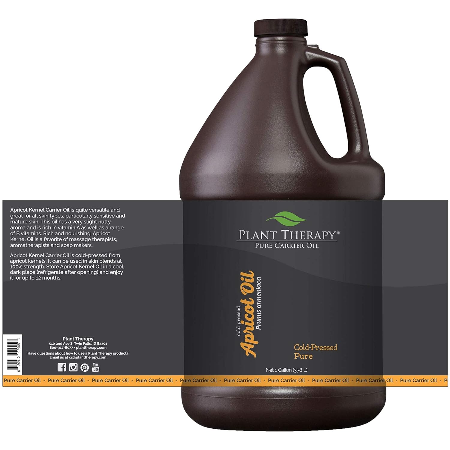 Plant Therapy Apricot Kernel Carrier Oil 1 Gal. A Base Oil for Aromatherapy, Essential Oil or Massage Use