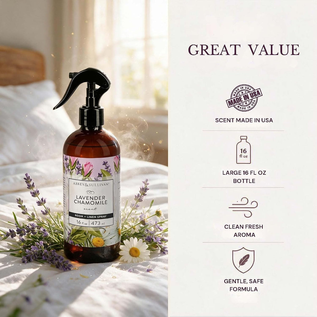 Abbey &amp; Sullivan Linen Spray, Lavender Chamomile, 16 oz