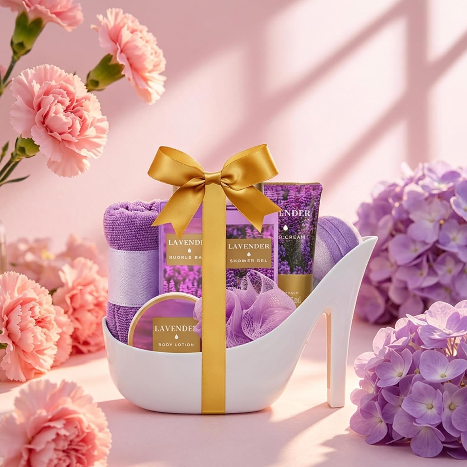 Spa Luxetique Gifts for Women 8pcs Relaxing Lavender Gift Set for Women High Heel Spa Gift for Womens Birthday Gifts for Womens Mom Grandma Teacher Nurse