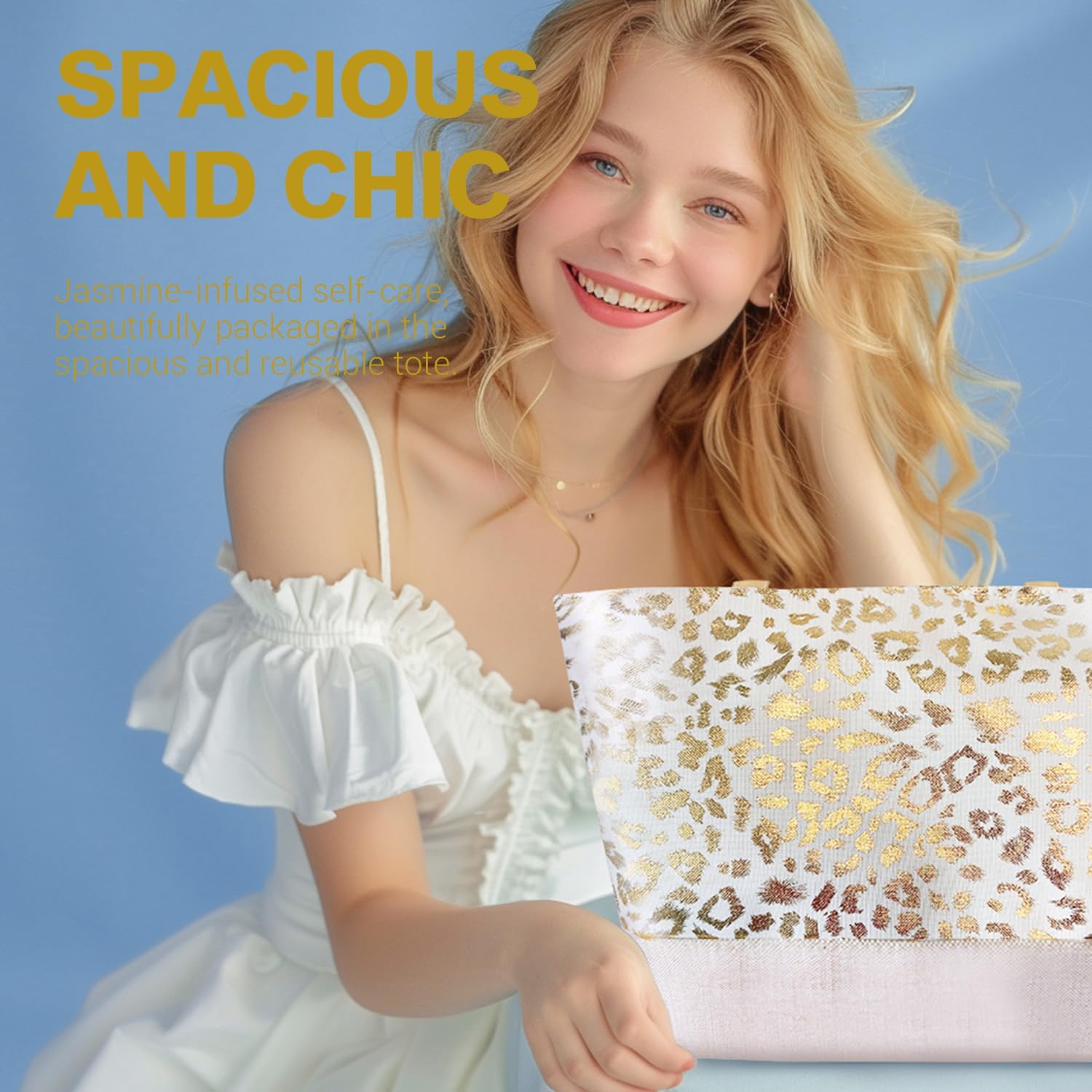 Spa Luxetique Gifts for Women 15pcs White Jasmine Gift Baskets for Women Luxury Relaxing Spa Kit with Tote Bag Birthday Gifts for Mom Friend Sister Wife Grandma Mothers Day Gift for Her