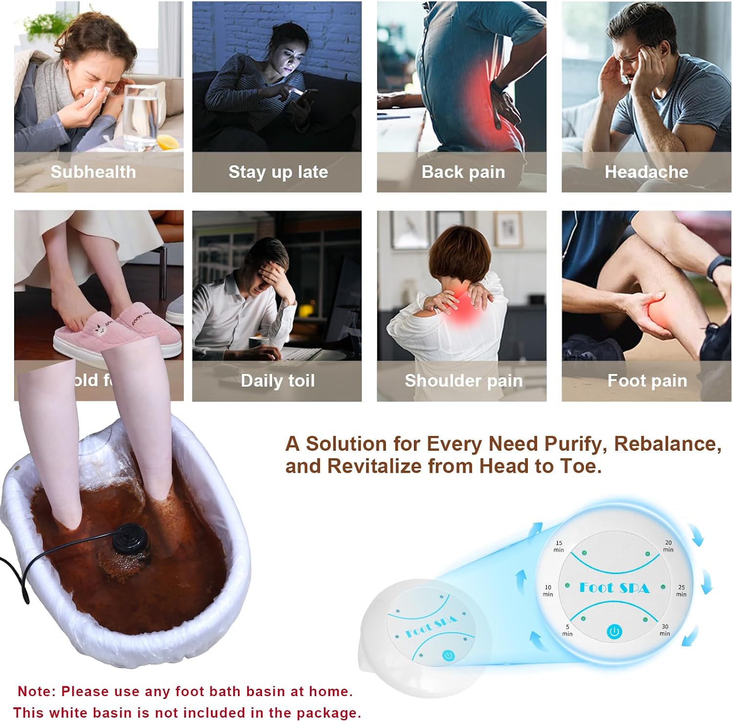 Ionic Foot Detox Machine Negative Ion Foot Bath Spa for Home Use Portable Toxin Removal Deep Cleanse Foot Spa Kit for Relaxation Tired Feet Relief