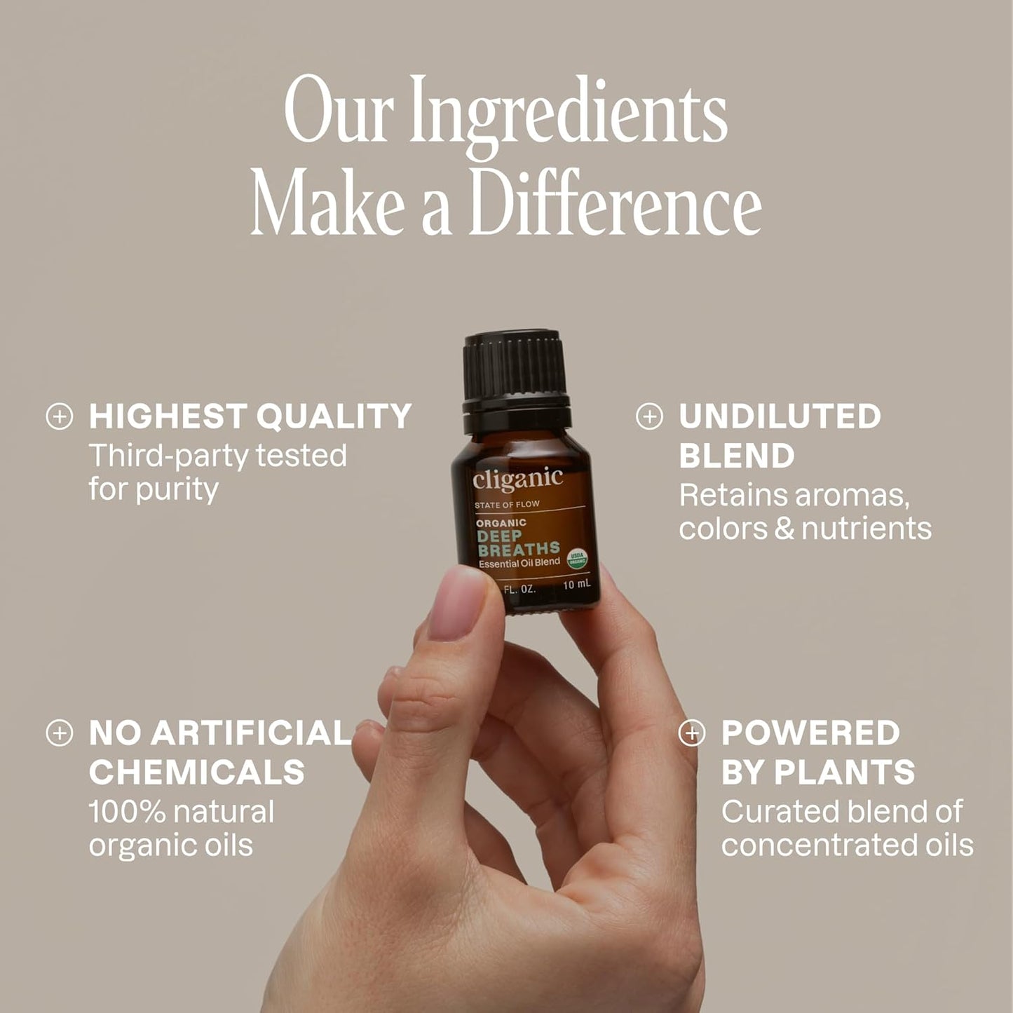 Cliganic Organic Essential Oils Blend - Deep Breaths - State of Flow (Packaging May Vary)