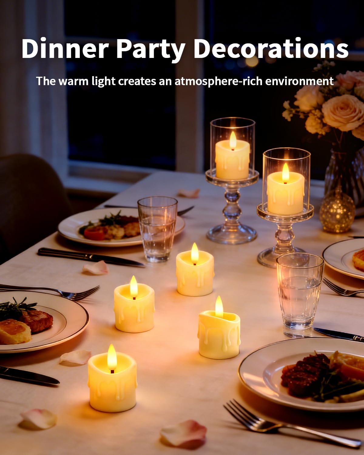 Rechargeable Flameless Candles with Remote Timer, 1.5"x2" LED Tea Lights Candles Battery Operated, Electric Fake Flickering Votive Candles for Home Table Aniversary Wedding Decor (6 Pack)