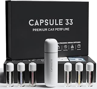 Car Perfume Diffuser, (UPGADED) Air freshener, Waterless Diffuser, Smart Ultrasonic Air Freshener with 6 Premium Fragrances, Automatic (On/Off), Car Gift for Men and Women (Black)