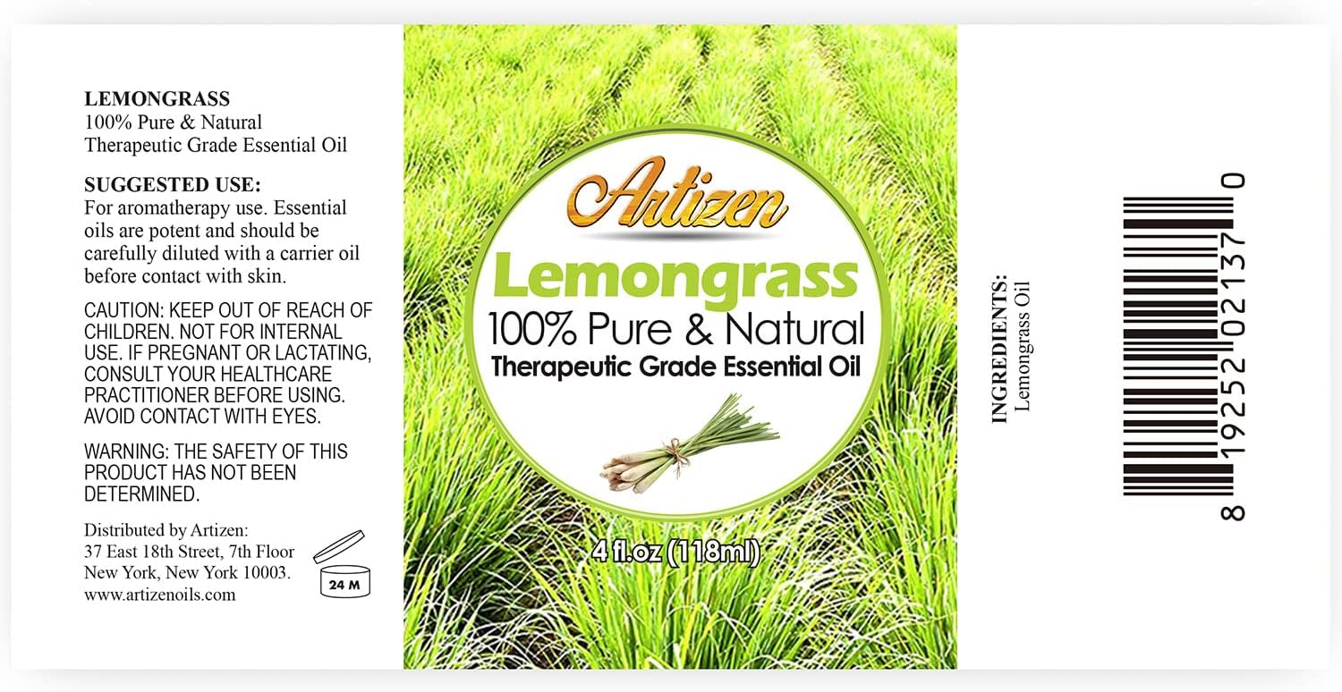 Artizen 4oz Oils - Lemongrass Essential Oil - 4 Fluid Ounces