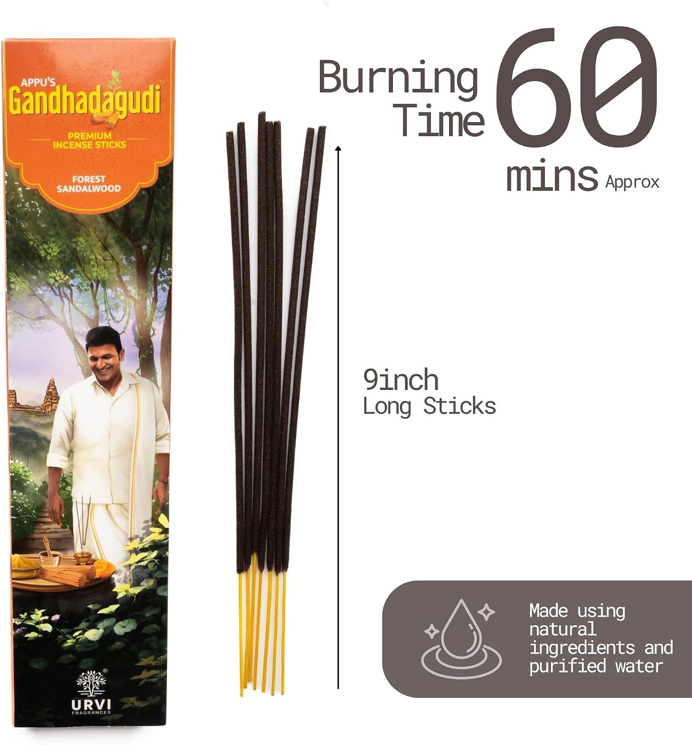 Forest Sandalwood Incense Sticks – 100g | Handmade, Toxin-Free, Long-Lasting Fragrance | Natural Resin Aroma for Meditation, Yoga & Home Use