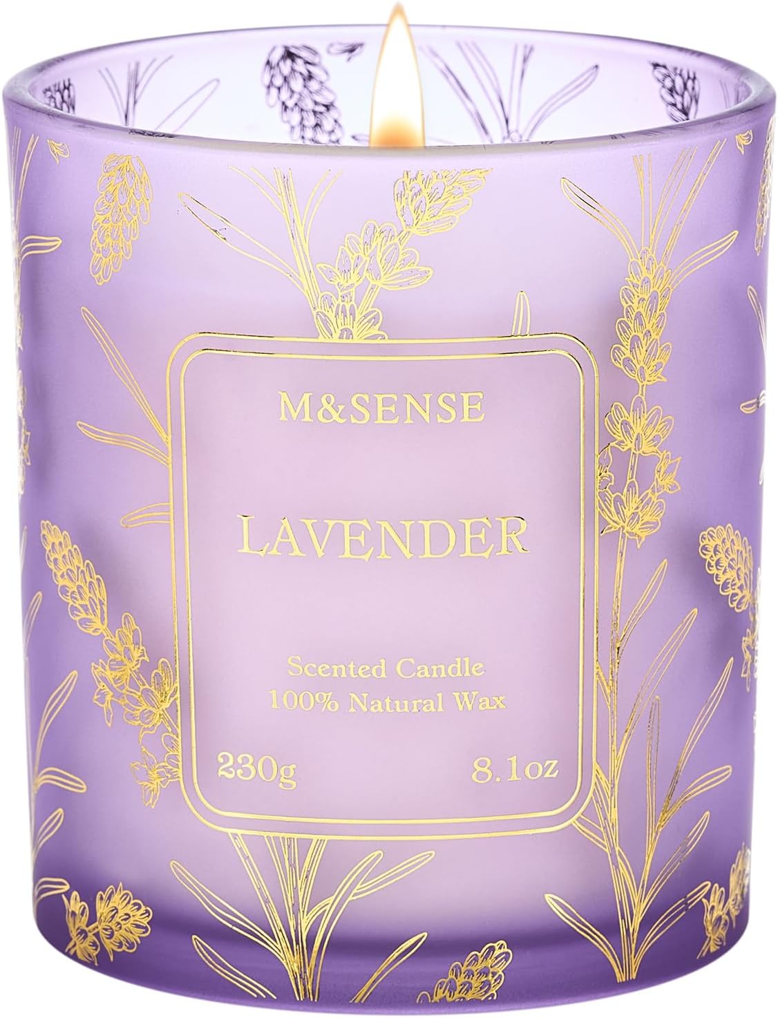 M&SENSE Lavender Candles Vegan Soy, 8.1oz Lavender Scented Candles for Summer Relaxing Bathtub Aromatherapy Calming Sleep, 42-Hour Long Lasting Candle Non Toxic for Home, Fancy Gifts for Women & Men