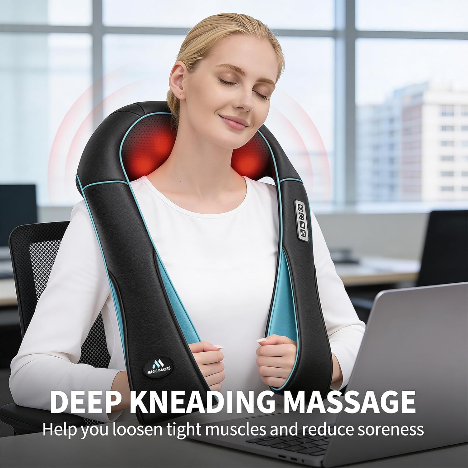 MagicMakers Fathers Day Dad Gifts, Shiatsu Neck Massager with Heat for Pain Relief Deep Tissue – Christmas Gift for Women, Men, Mom, Dad, Her, Him– Amazing Back & Shoulder Relief from Daughter or Son