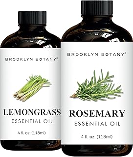 Brooklyn Botany Lemongrass & Rosemary Essential Oils – 4 Fl Oz (Pack of 2) – 100% Pure & Natural – Clarifying & Refreshing Aromatherapy Blend