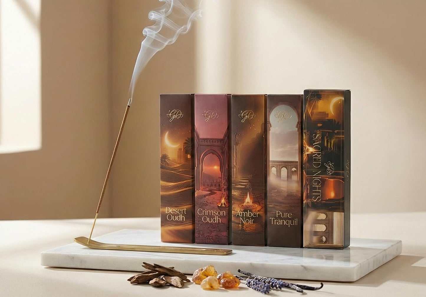 Premium Guruji Divinity Sacred Nights Incense Gift Set | Hand-Rolled Masala Incense for Meditation, Yoga & Home Fragrance