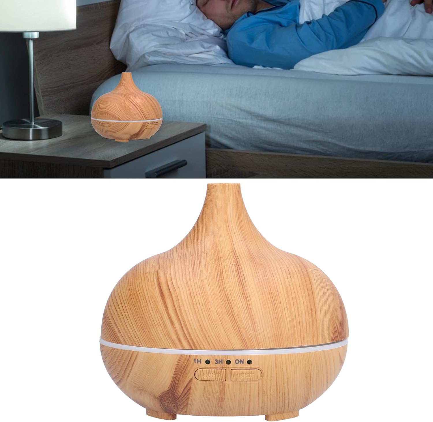 150ml Wood Grain Aromatherapy Diffuser USB Essential Oil Diffuser with Cool Mist and 7 - Color LED Night Light - Quiet Humidifier for Bedroom, Office, Living Room