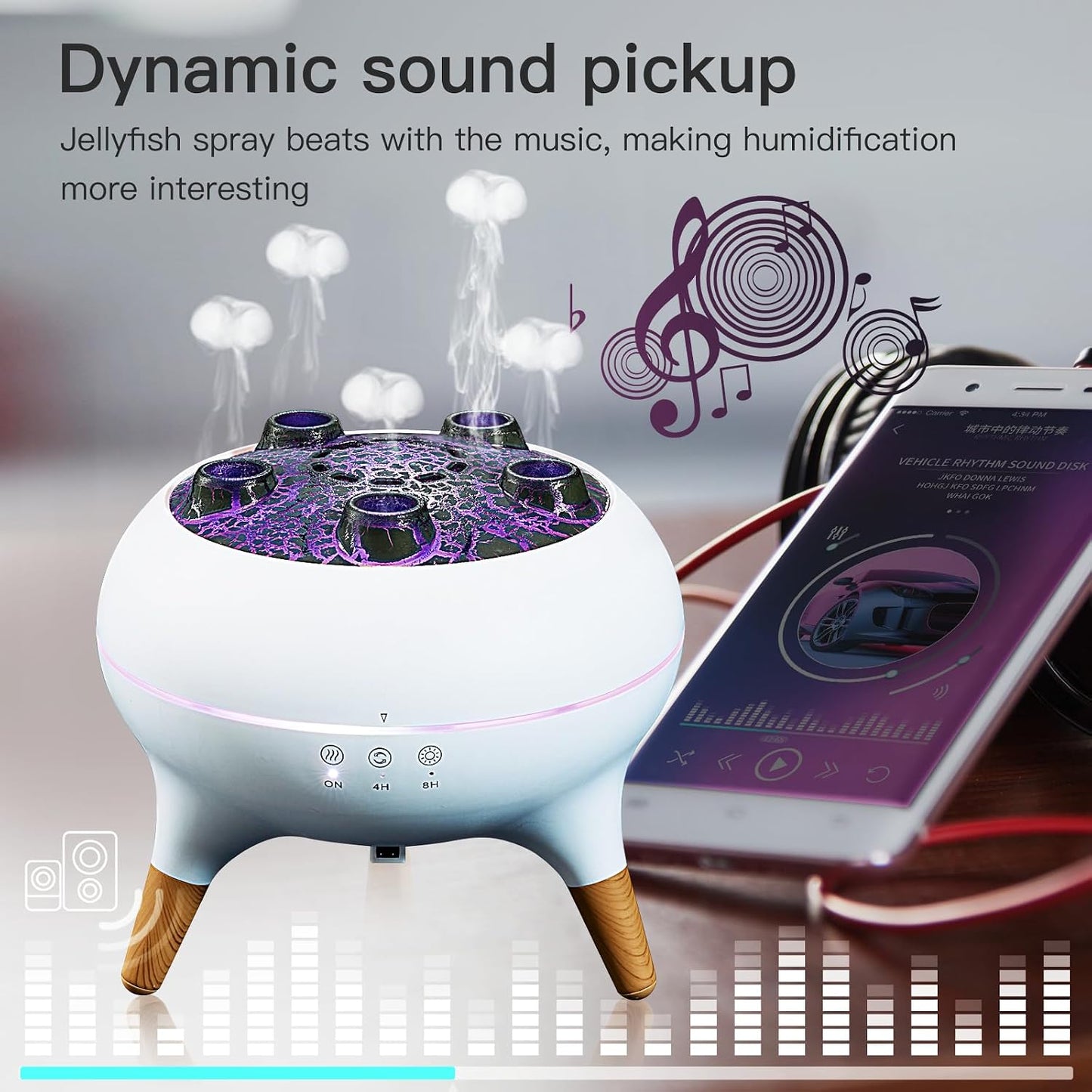 Essential Oil Diffuser 250ML,Jellyfish Diffuser Air Humidifiers Sound Pickup Ultrasonic Aromatherapy Diffuser Remote Control 7 Color Lights for Home Bedroom Office Hotel(White)