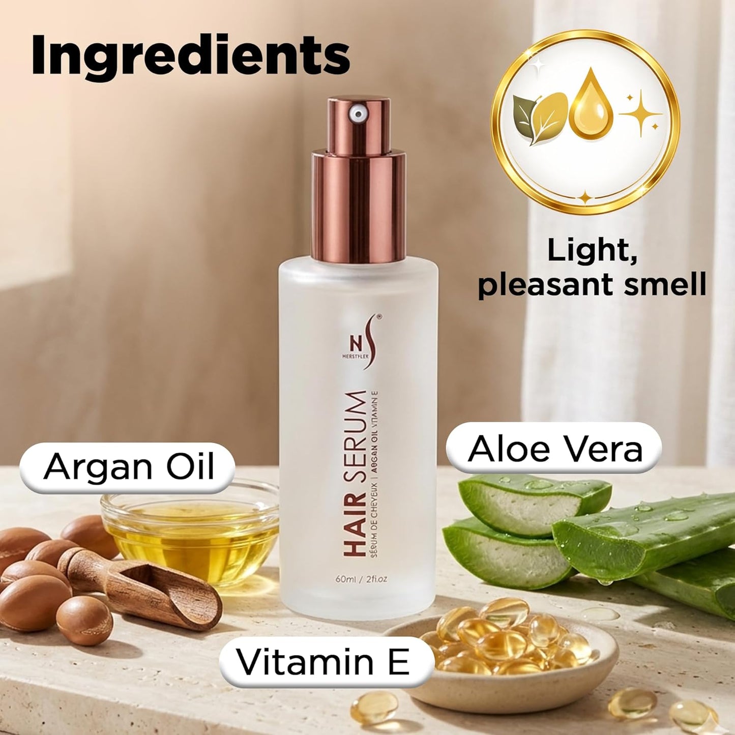 Herstyler Argan Oil Serum for Natural Shine - Anti-Frizz Straightening Serum for Damaged Tresses (Pack of 2)