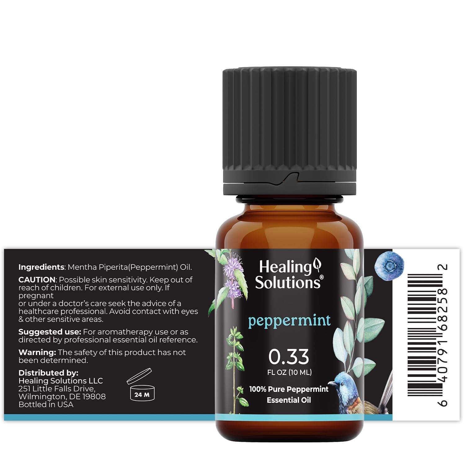 Healing Solutions Peppermint Essential Oil - 0.33 Fluid Ounces