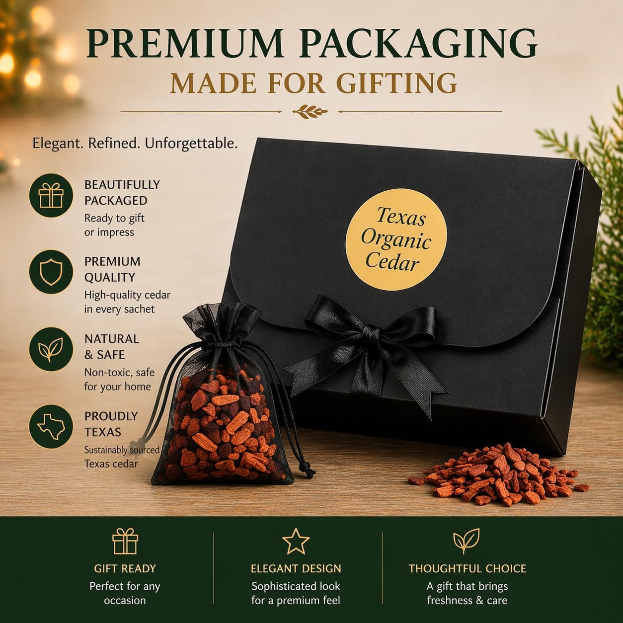 Cedar Sachets (24 Pack) Texas Organic Cedar Wood Premium Closet Freshener Real Cedar Scent Bags for Drawers Clothes Storage Shoes Odor Absorber