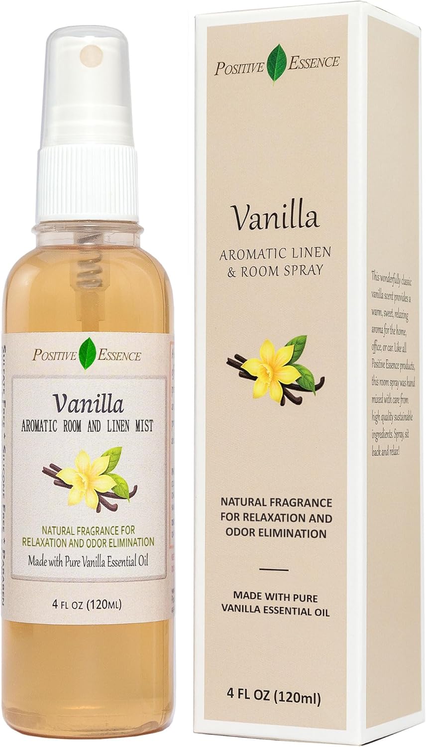 Vanilla Linen and Room Spray, Natural Home Fragrance Made with Pure Vanilla Essential Oil, Perfect Bathroom Air Freshener or Linen Spray